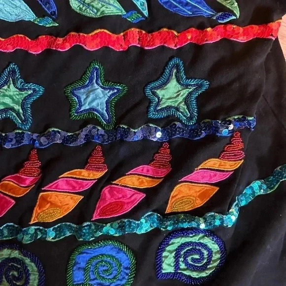 Vintage Sparkle Glitter Ocean‎ Bonjour Blouse Size Large - Picture 6 of 8